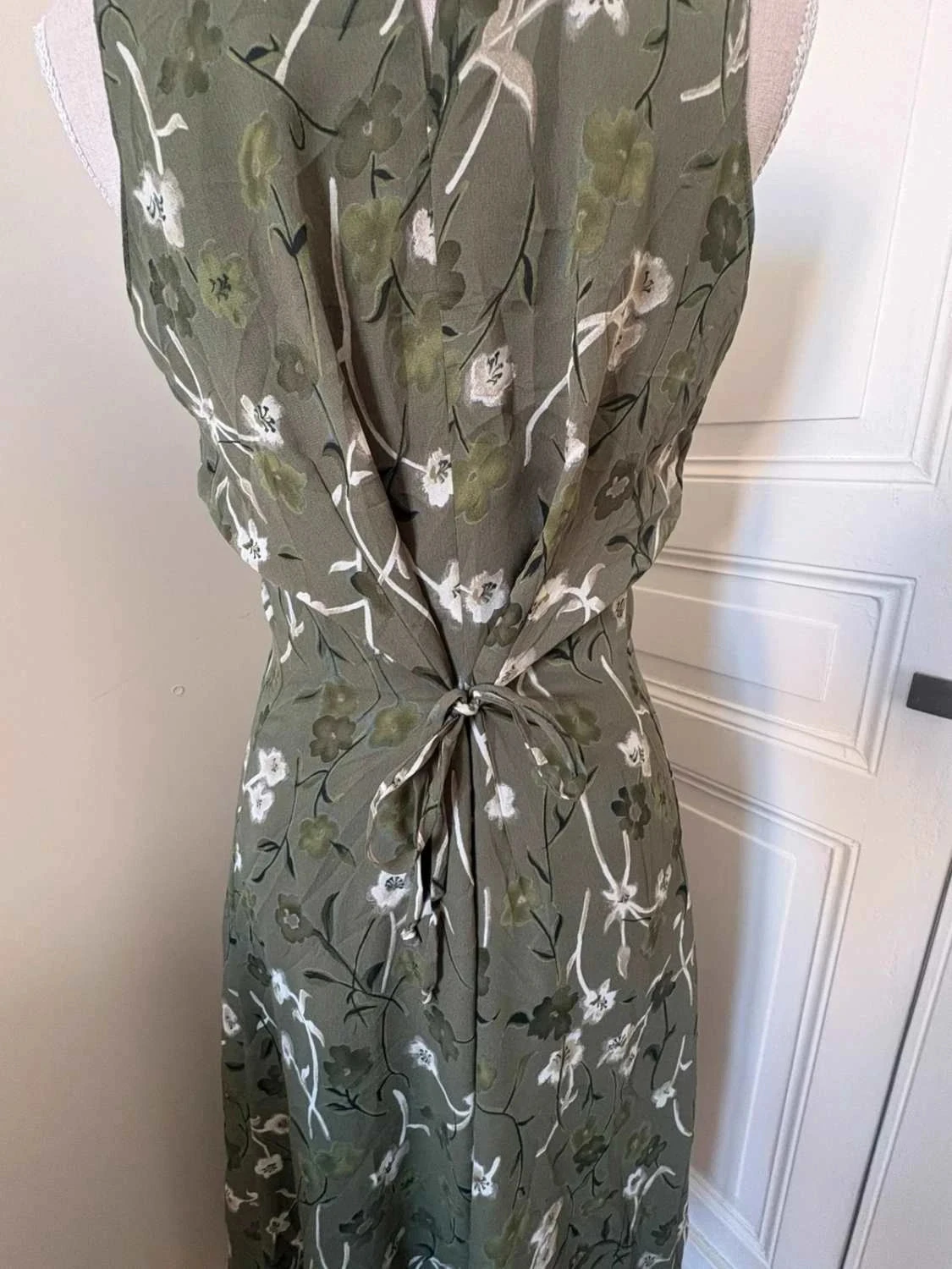 Vestido Um & Compagnie verde floral T11/12 (M/L) vestido largo fluido vintage bohemio – photo 4